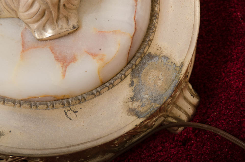 White and Gold Tone Torchiere Lamp