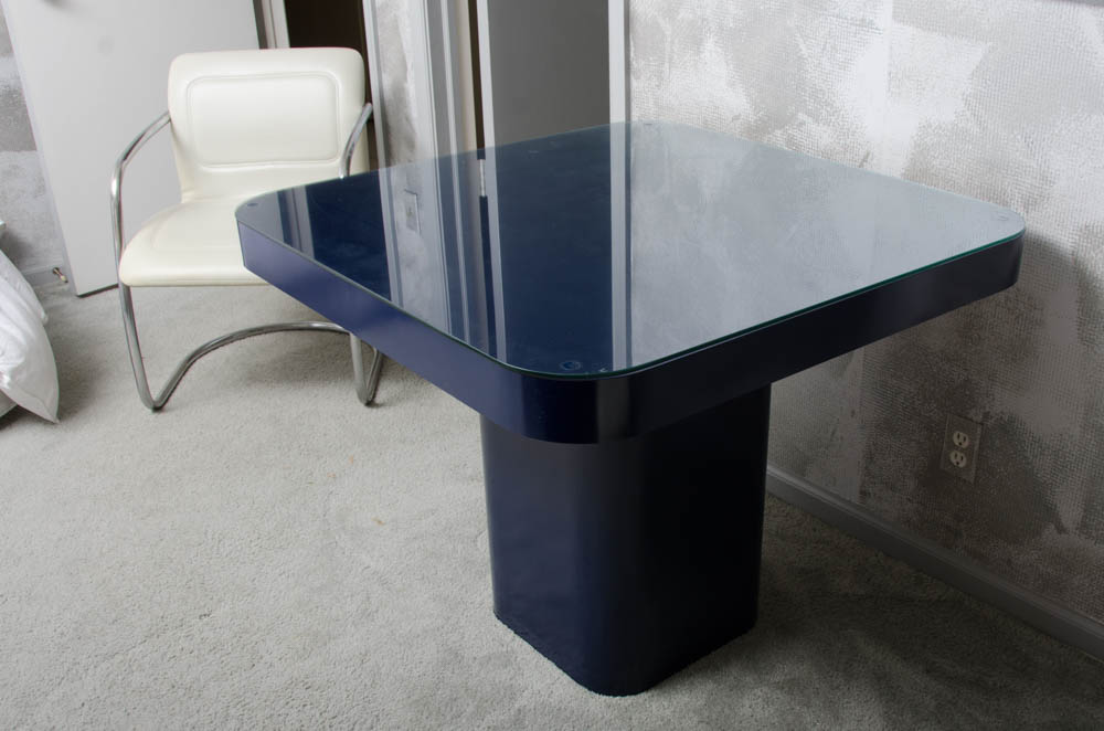 Navy Blue Card Table With Modern Style Chairs