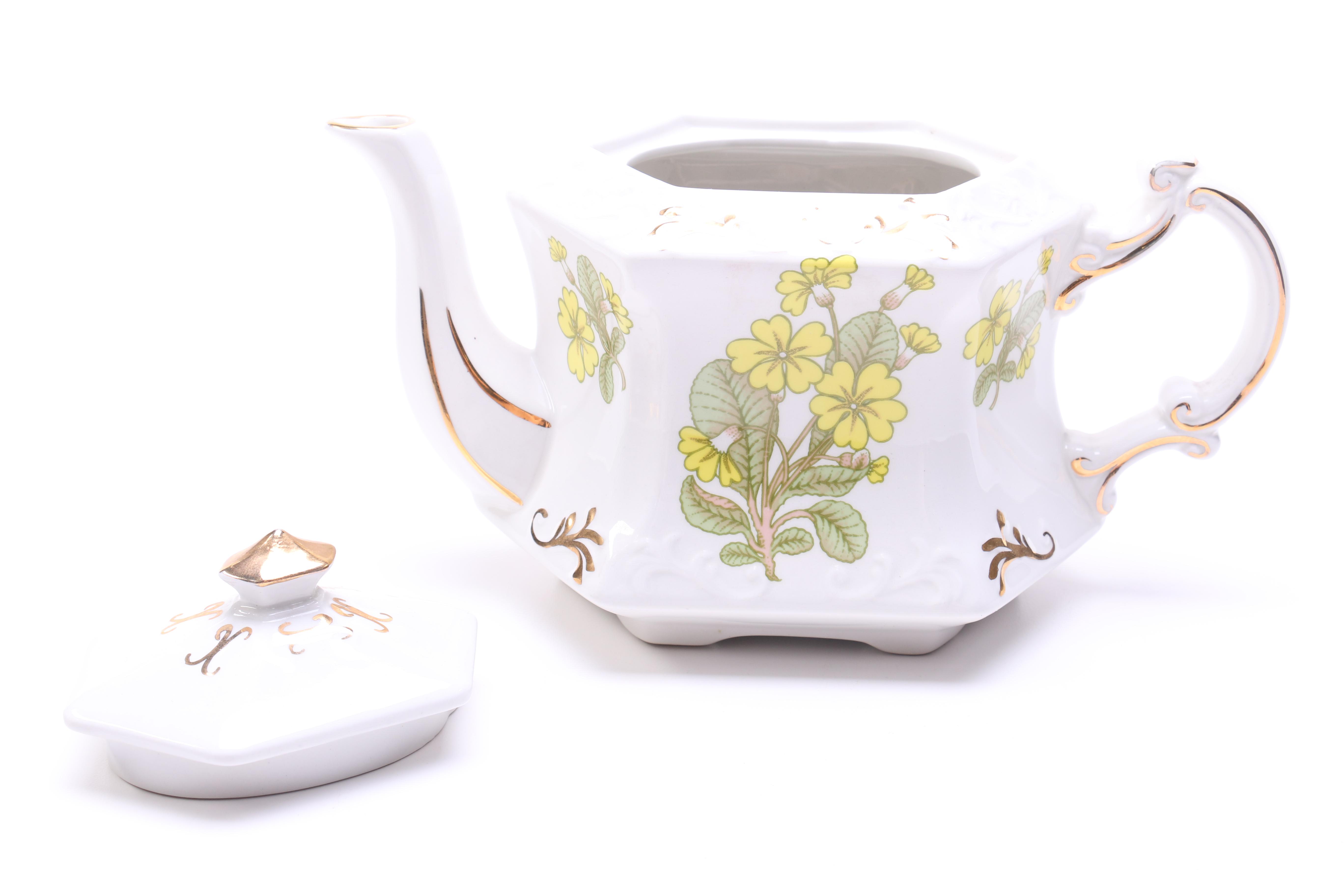 Enoch Wood & Son Ellgreave English Transfer Printed "Prim Rose" Teapot