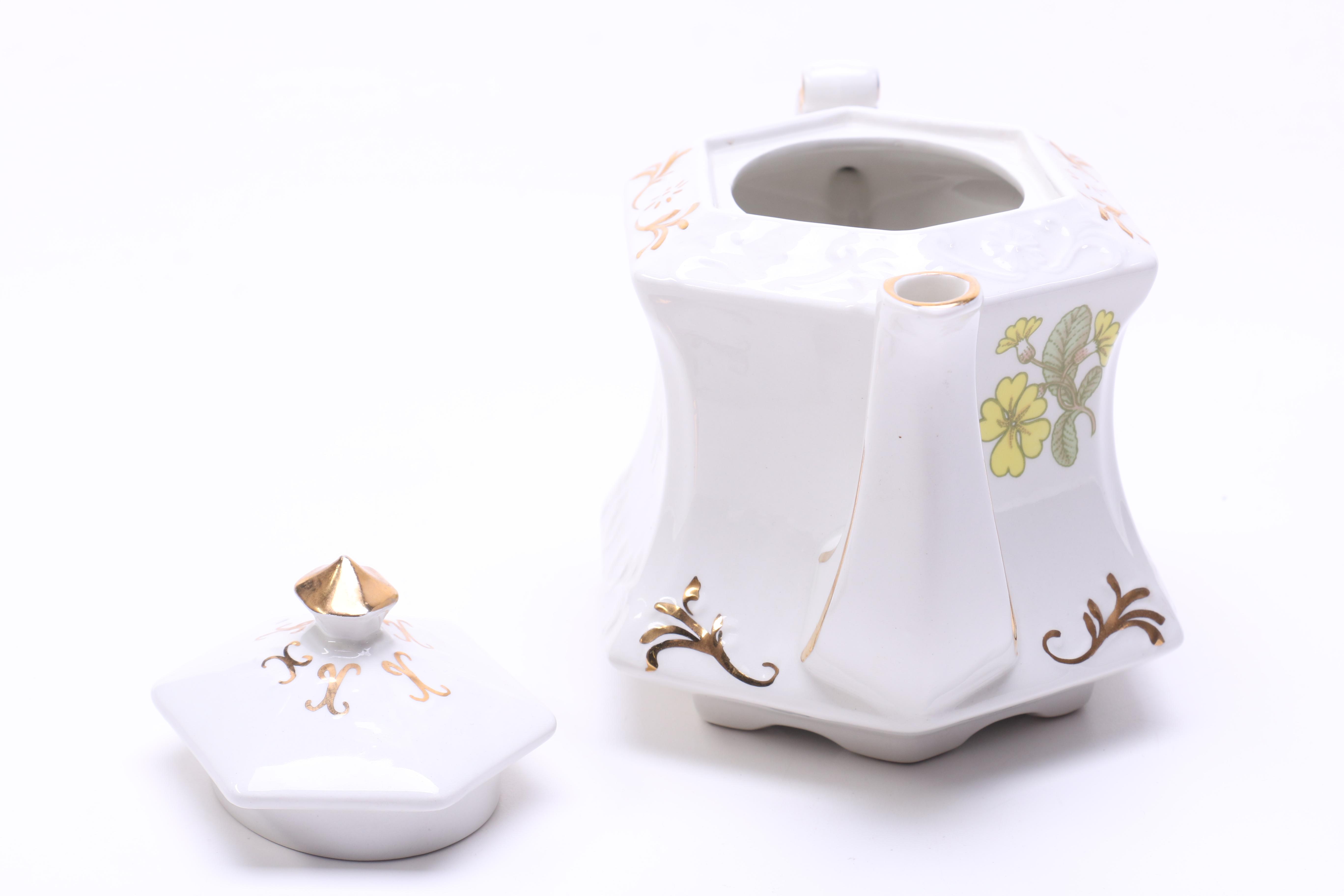 Enoch Wood & Son Ellgreave English Transfer Printed "Prim Rose" Teapot