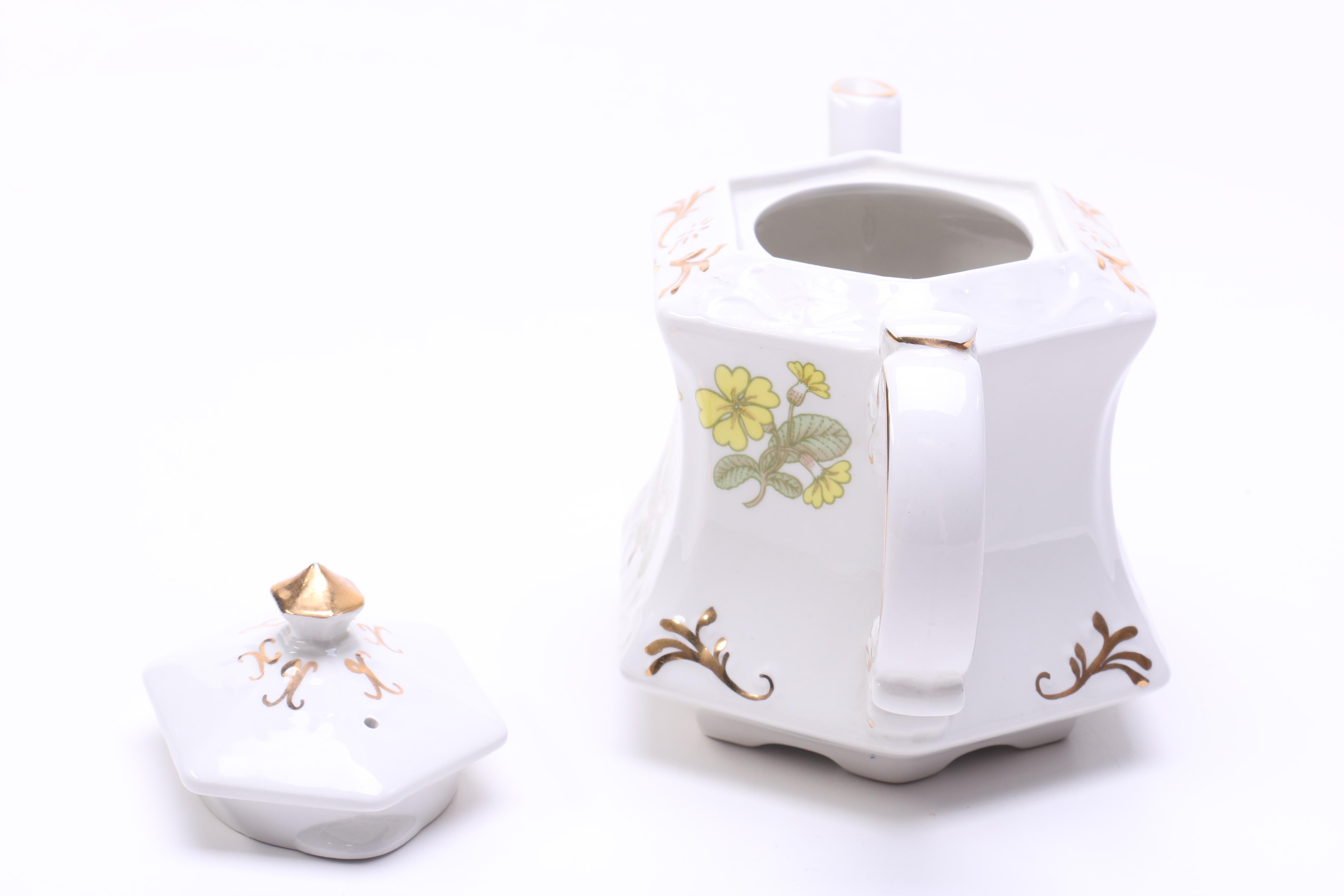 Enoch Wood & Son Ellgreave English Transfer Printed "Prim Rose" Teapot