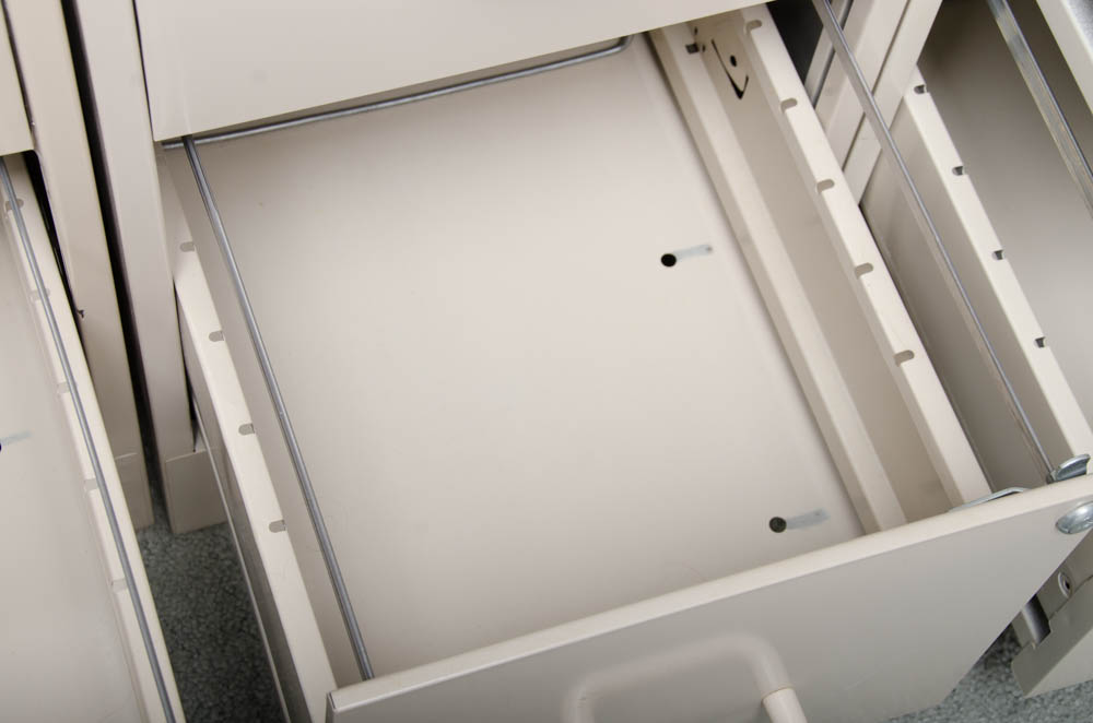 Set of Three Beige Two-Drawer File Cabinets