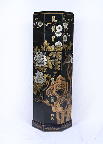 Assortment of Chinoiserie Black Lacquer Decor