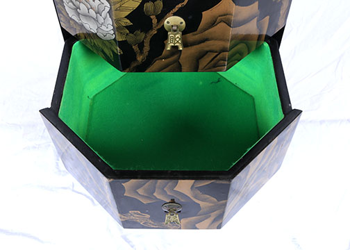 Assortment of Chinoiserie Black Lacquer Decor