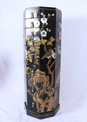 Assortment of Chinoiserie Black Lacquer Decor