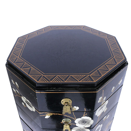 Assortment of Chinoiserie Black Lacquer Decor