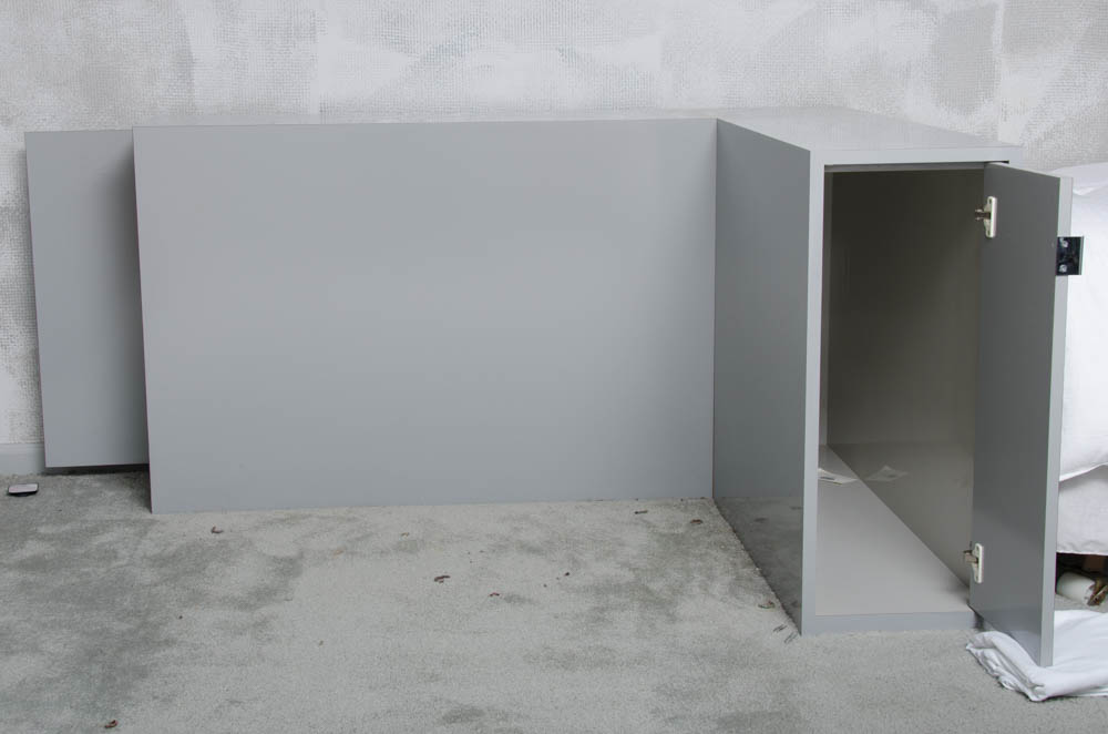 Gray Twin Size Box Headboard With Storage