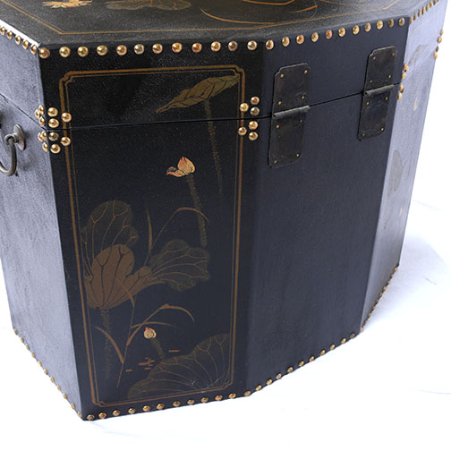 Assortment of Chinoiserie Black Lacquer Decor