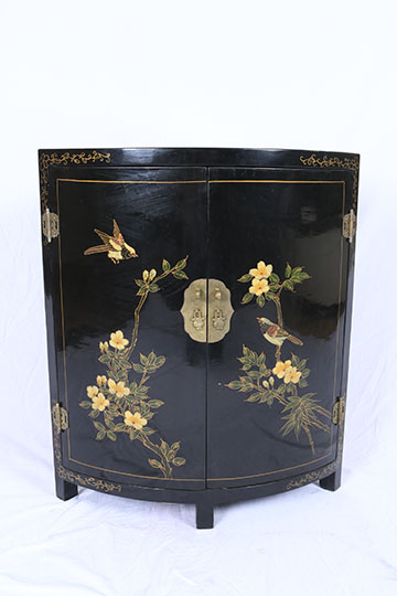 Assortment of Chinoiserie Black Lacquer Decor