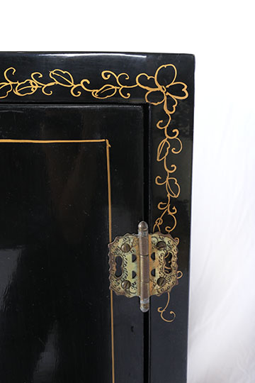 Assortment of Chinoiserie Black Lacquer Decor