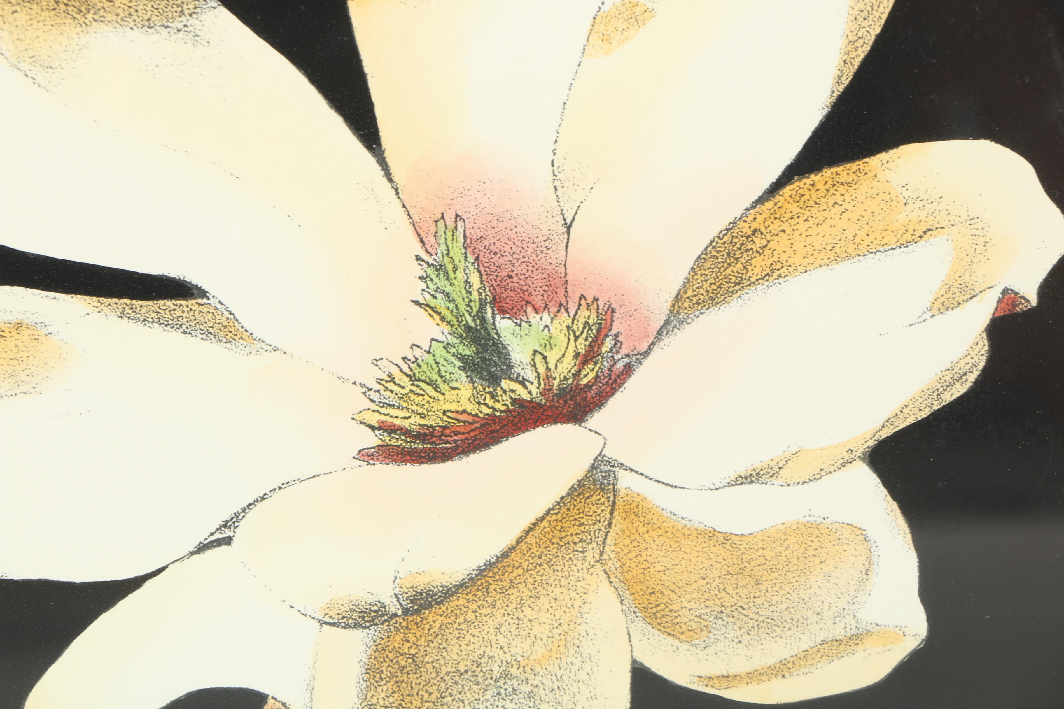 Framed Giclee After "Midnight Magnolias I" by Chaball Dussurgey