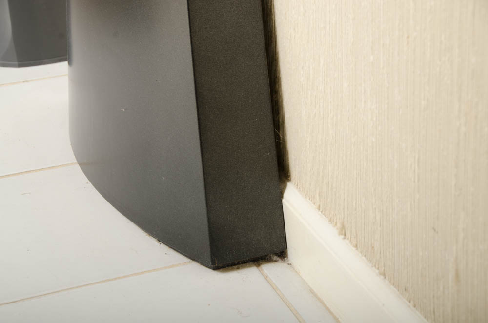 Round Black Wood Framed Mirror With Shelf