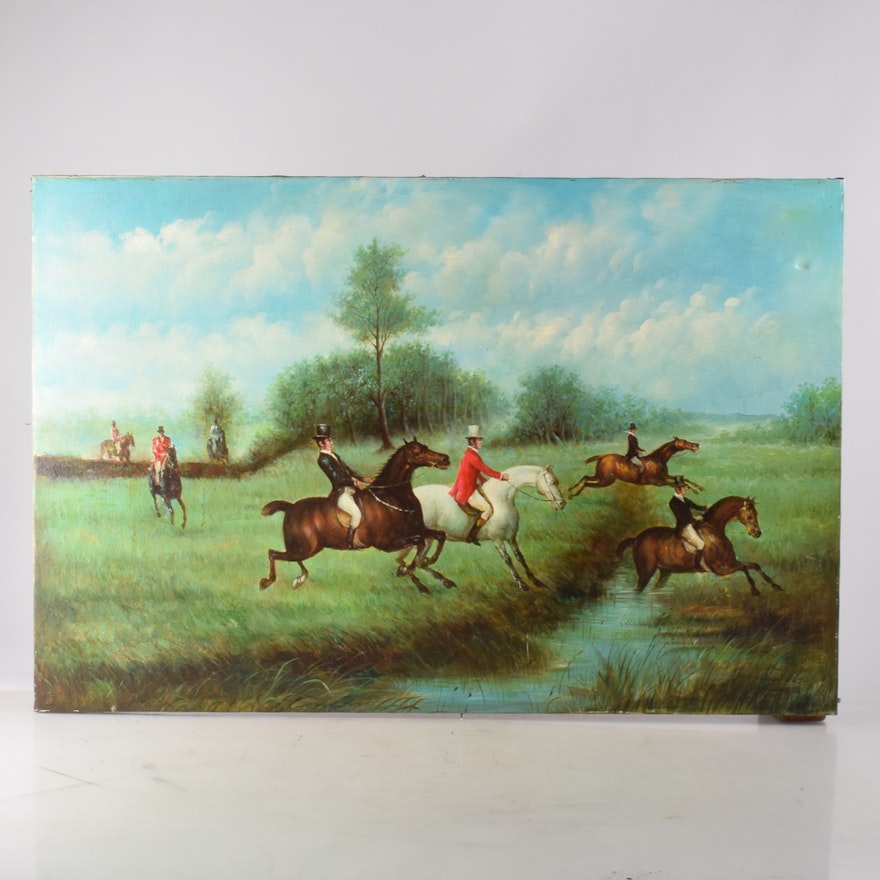 Oil Painting on Canvas of Hunting Scene After James Stark