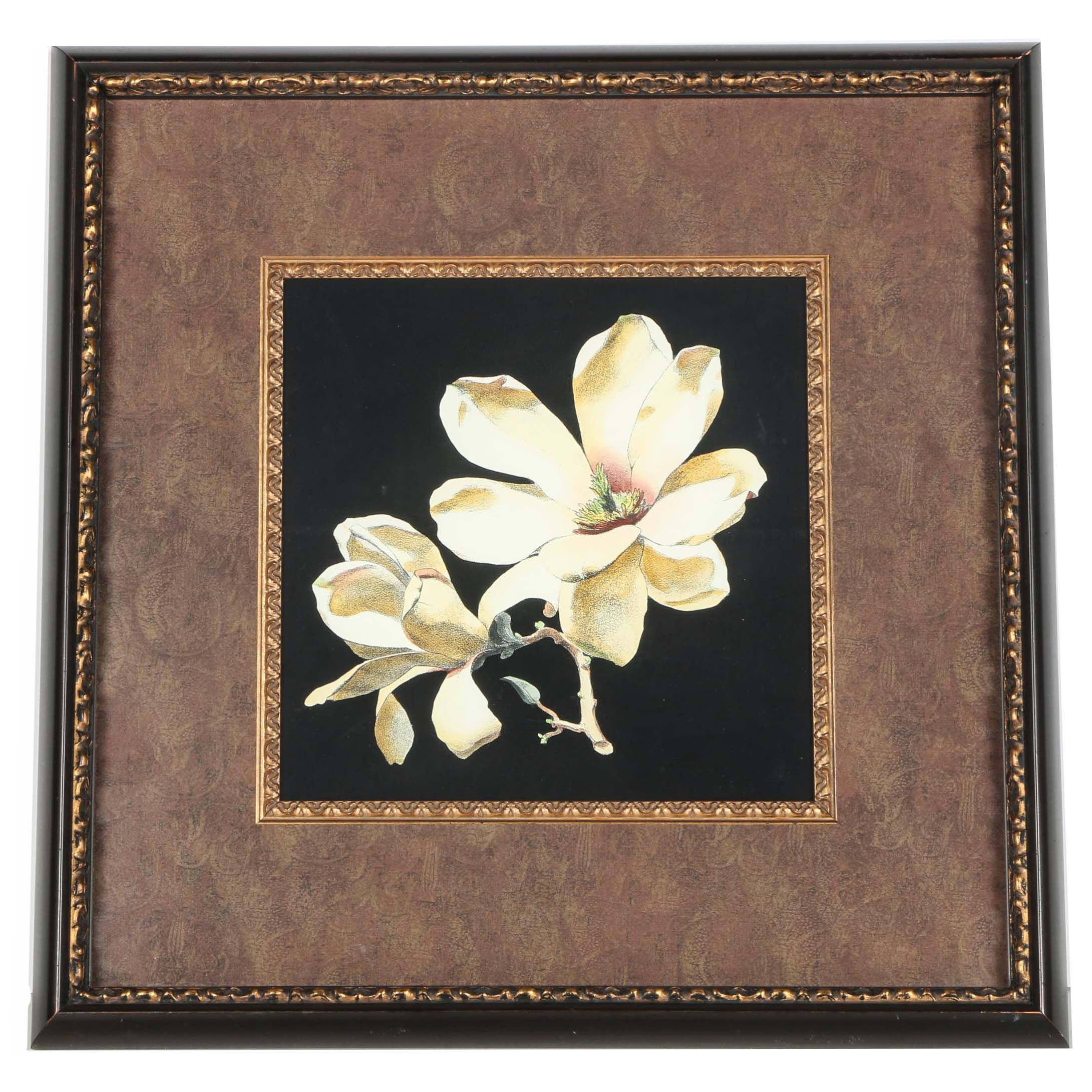 Framed Giclee After "Midnight Magnolias I" by Chaball Dussurgey