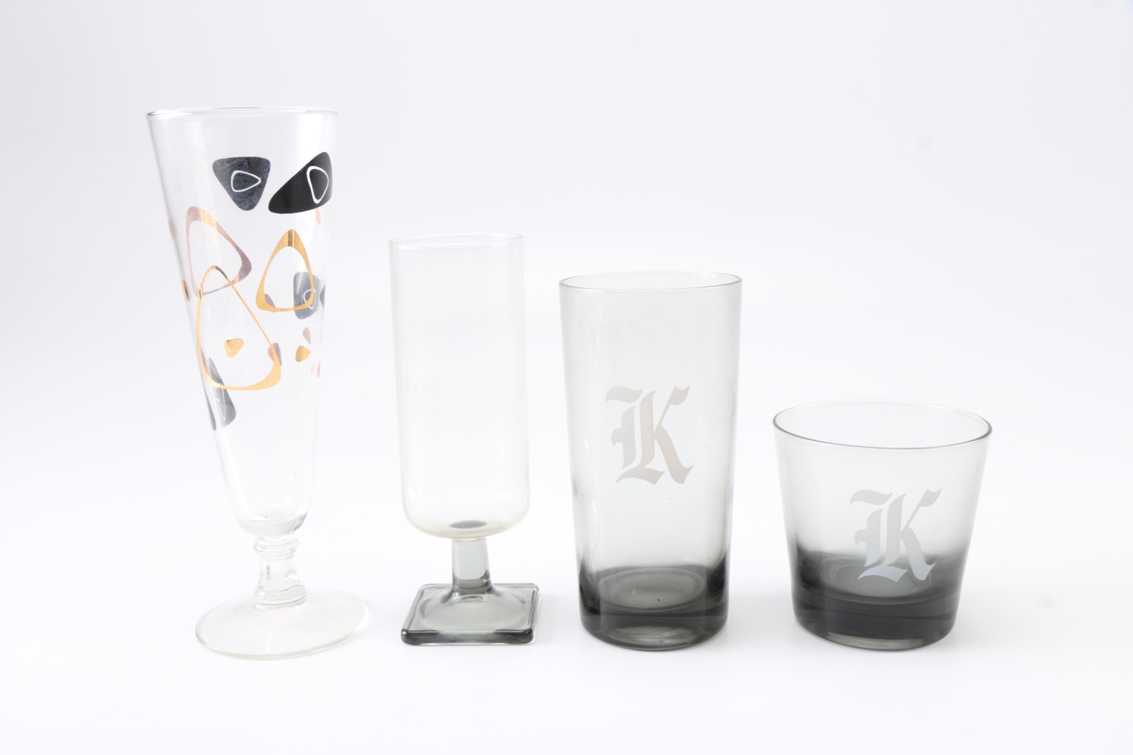 Selection of Vintage Decorative and Monogrammed Glassware