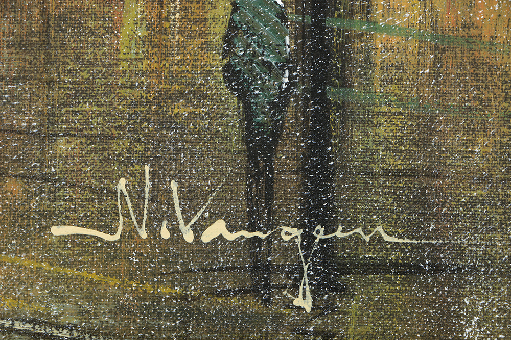 N. Vangeen Oil Painting on Canvas Parisian Street Scene