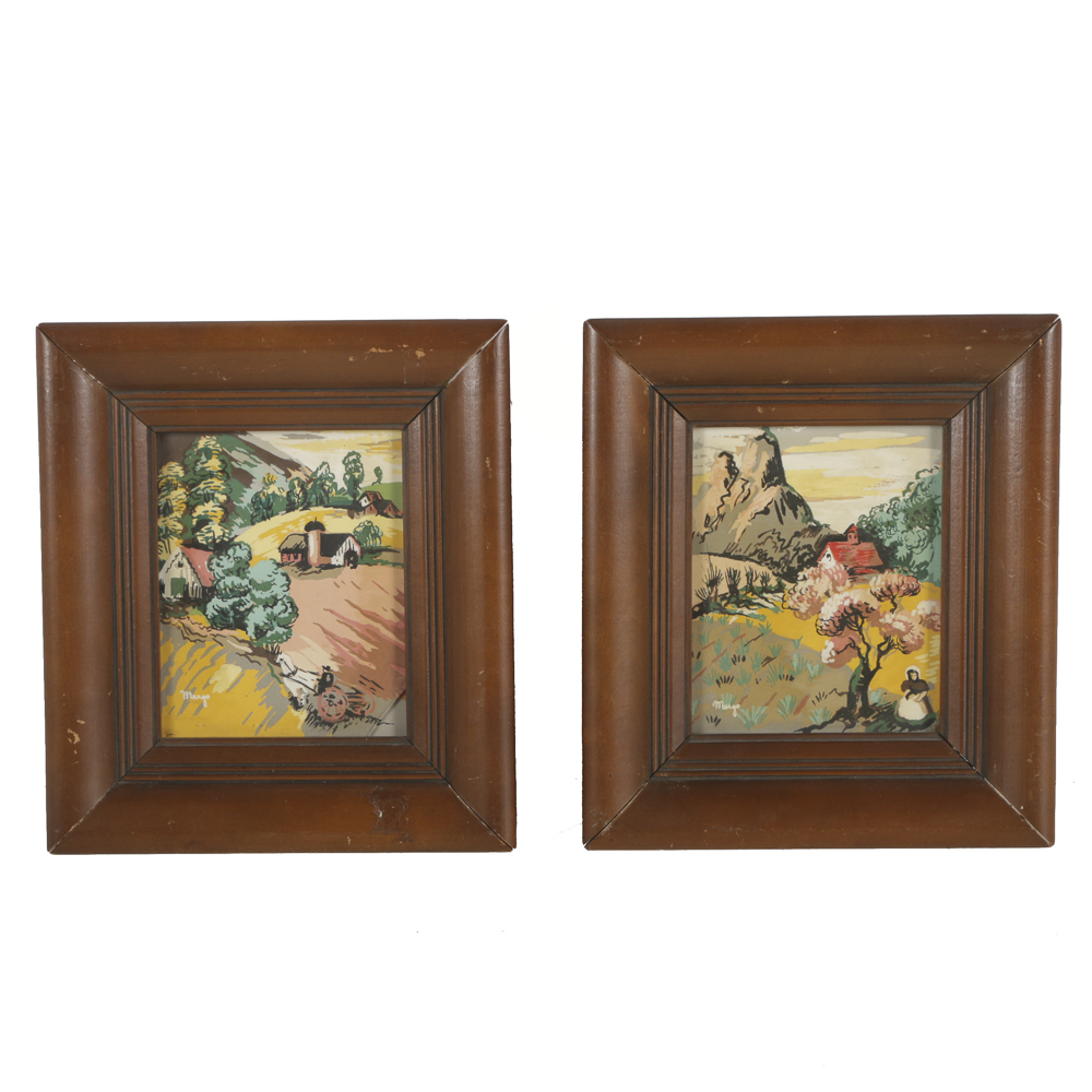 Pair of Margo Alexander Oil Paintings on Paper Landscapes