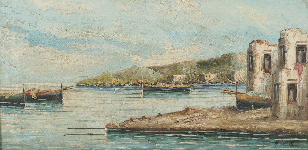 A. Luise Oil Painting on Canvas Village Maritime Scene