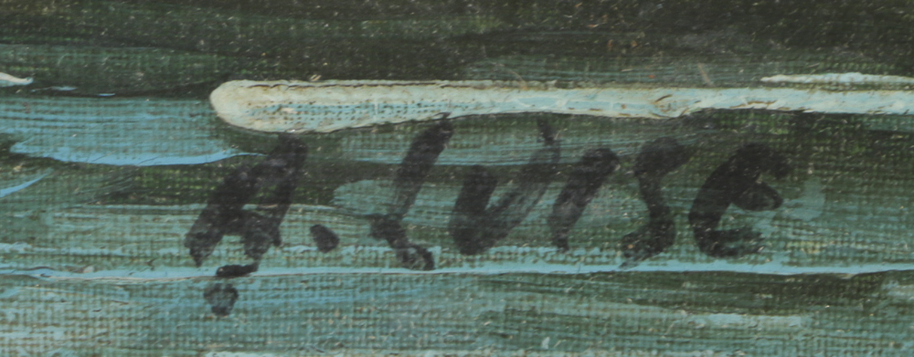 A. Luise Oil Painting on Canvas Village Maritime Scene