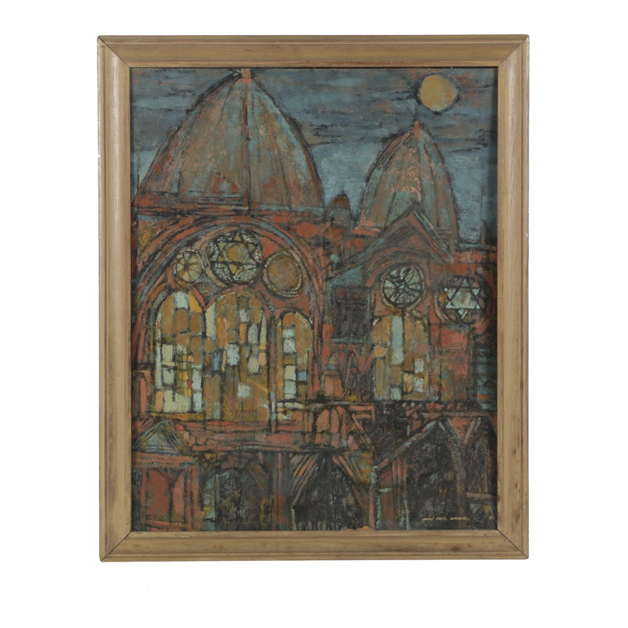 John Paul Wrobbel Oil Painting on Board of Cathedral