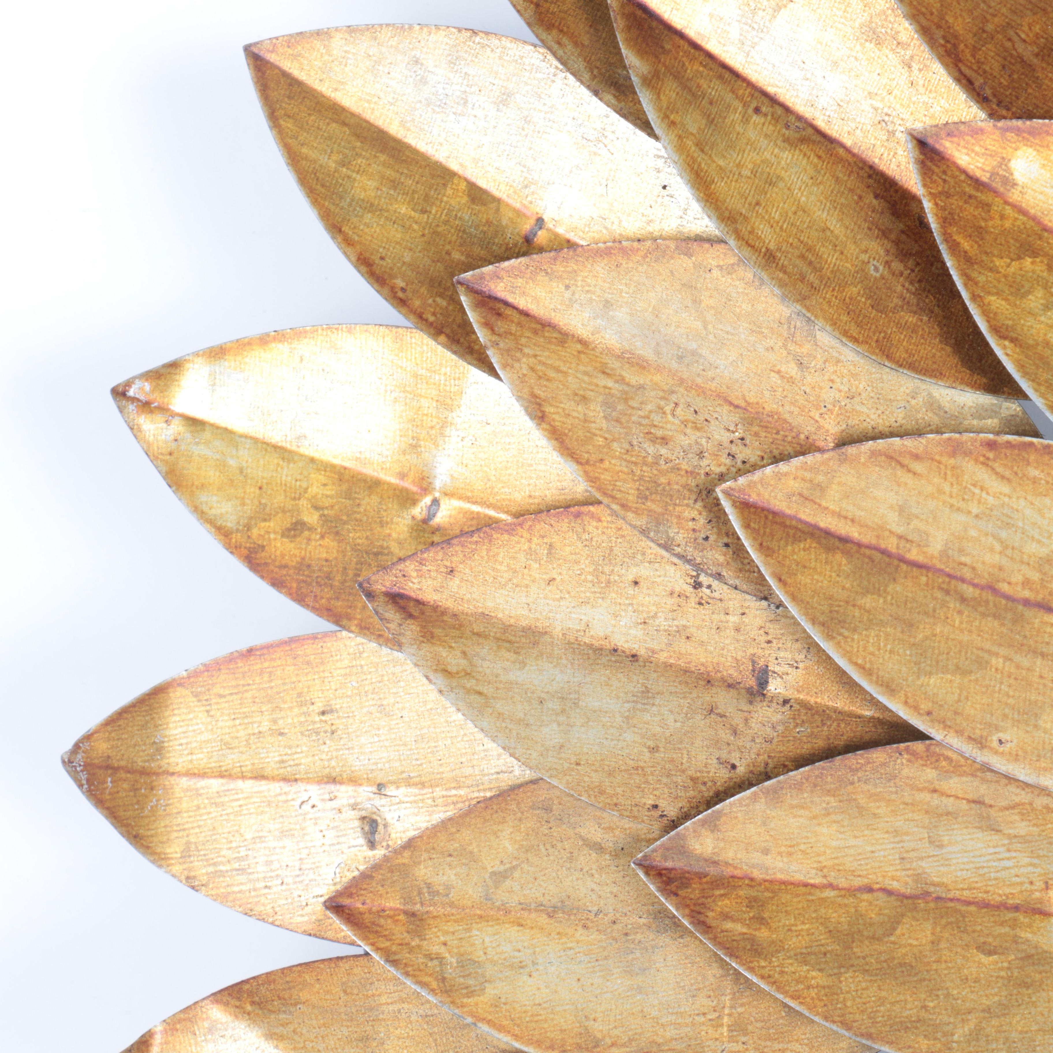 Circular Mirror With Brass Sun-Style Frame