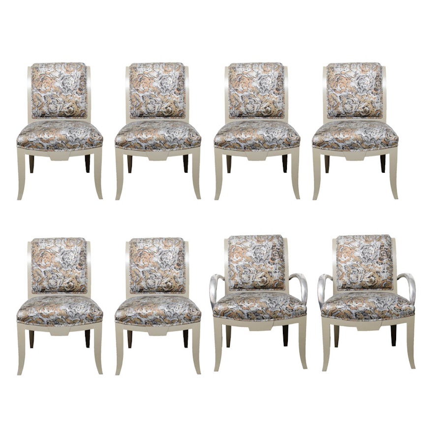 Dining Chairs With Metallic Rose Upholstery