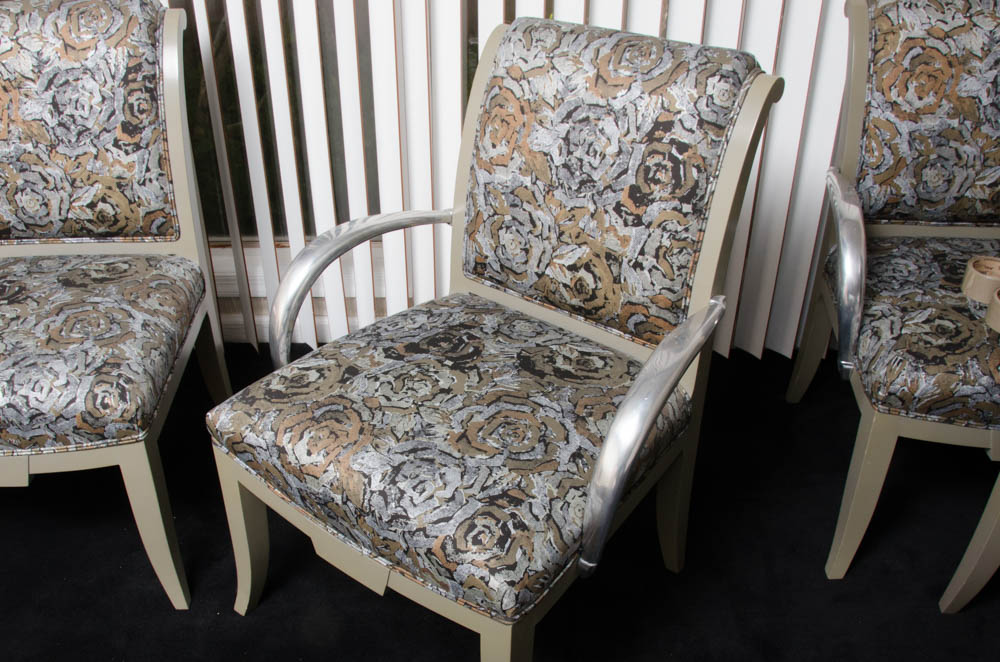 Dining Chairs With Metallic Rose Upholstery