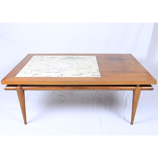 Mid Century Modern John Widdicomb Coffee Table With Marble Inlay