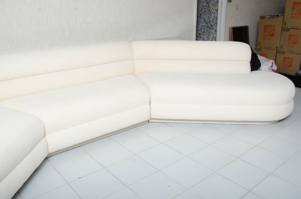 Three-Piece 1980s Modern Sectional Sofa With Console Table