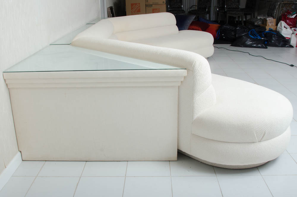 Three-Piece 1980s Modern Sectional Sofa With Console Table