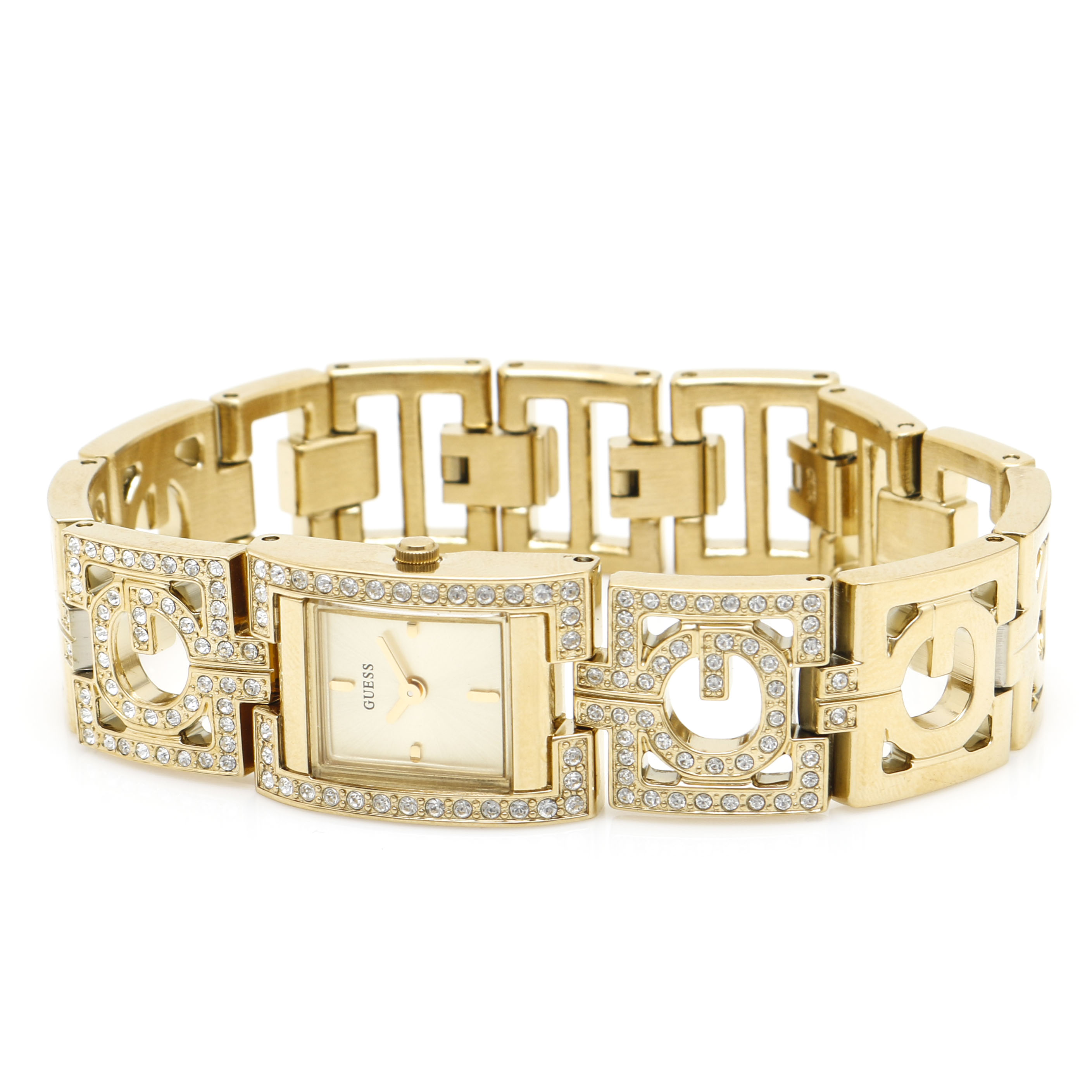 Guess Gold Tone Glass Stone Watch