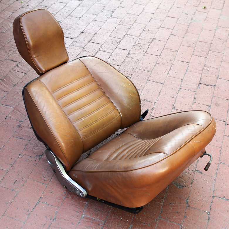 Vintage Brown Leather Car Seat