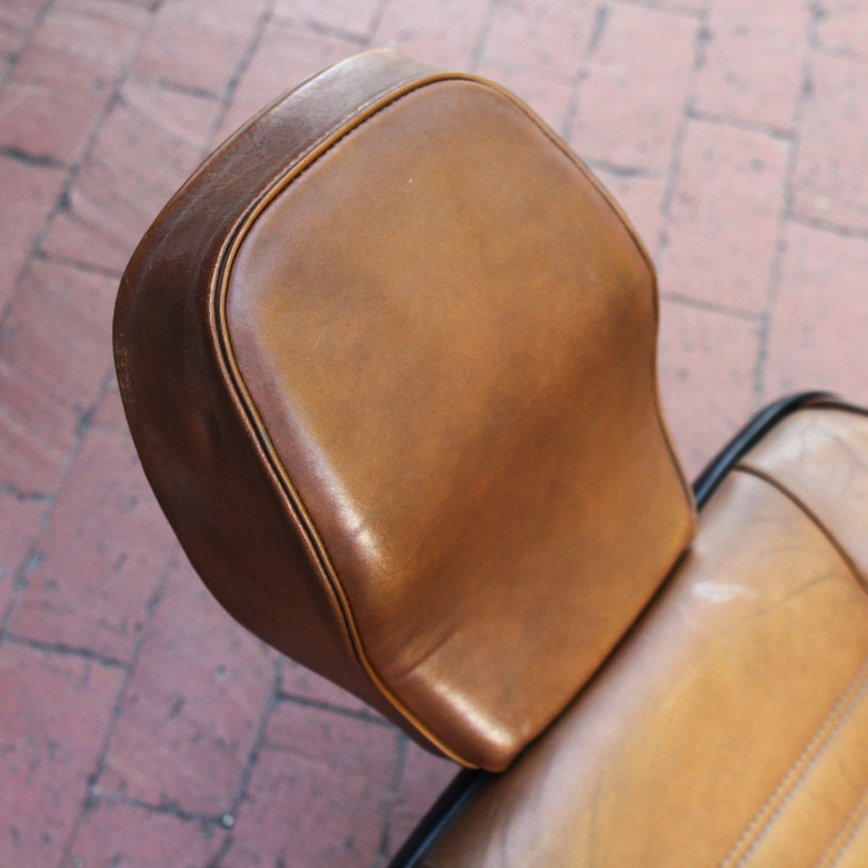Vintage Brown Leather Car Seat