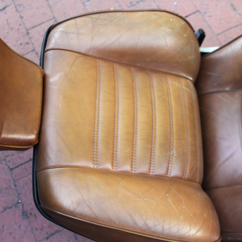 Vintage Brown Leather Car Seat