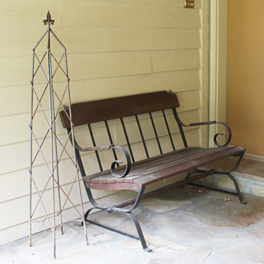 Outdoor Bench & Wisteria Tower