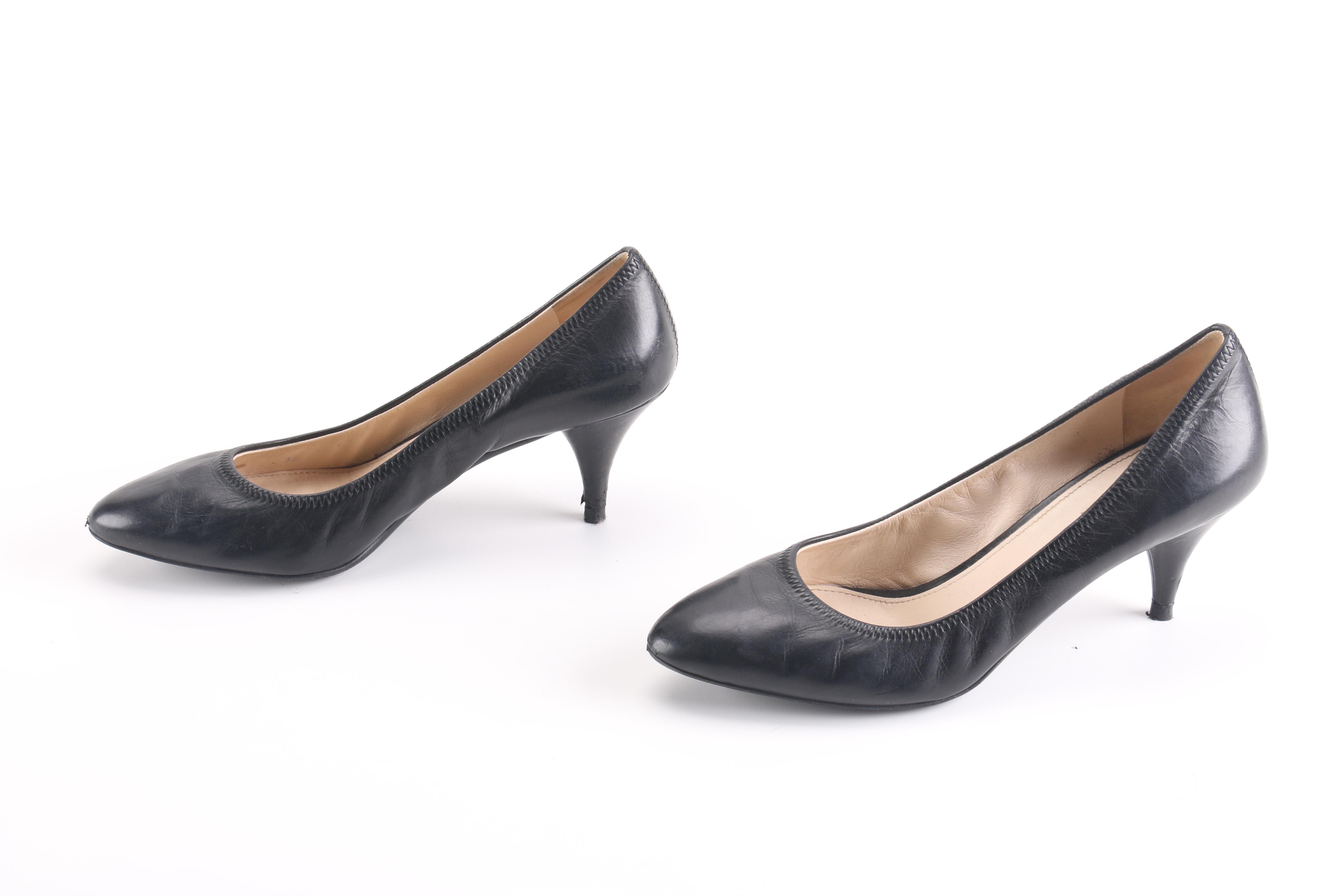 Prada Black Leather Heels