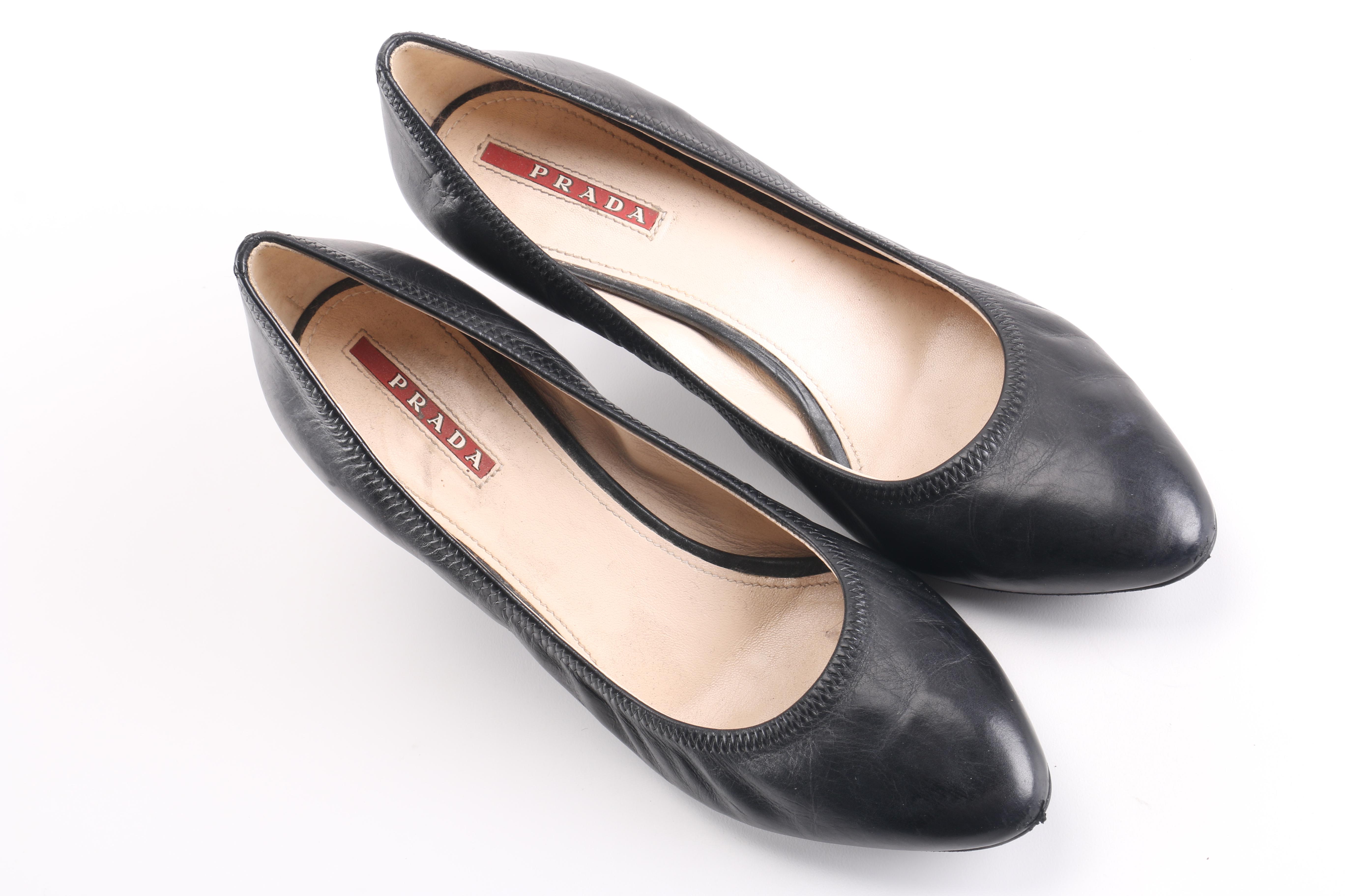 Prada Black Leather Heels