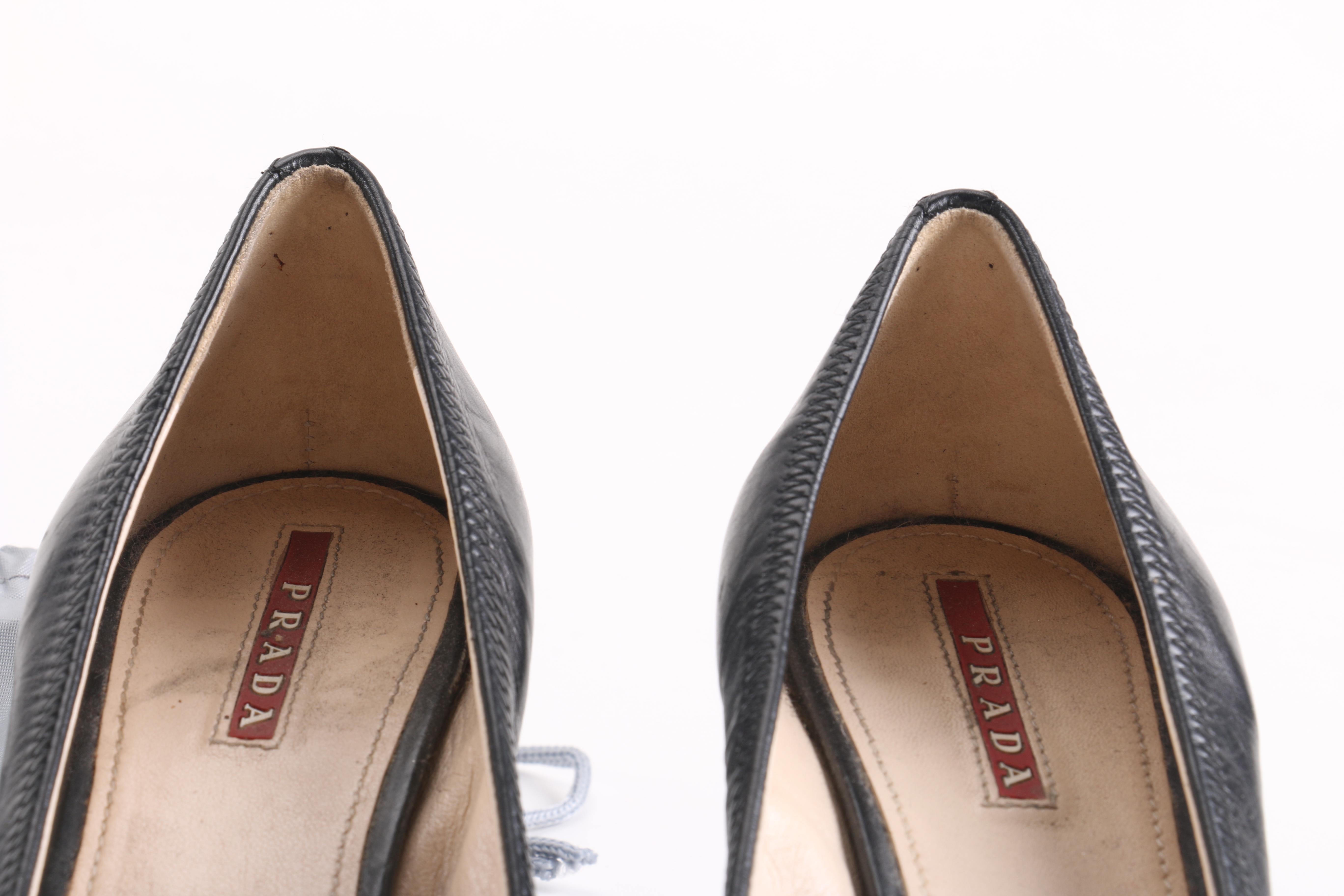 Prada Black Leather Heels