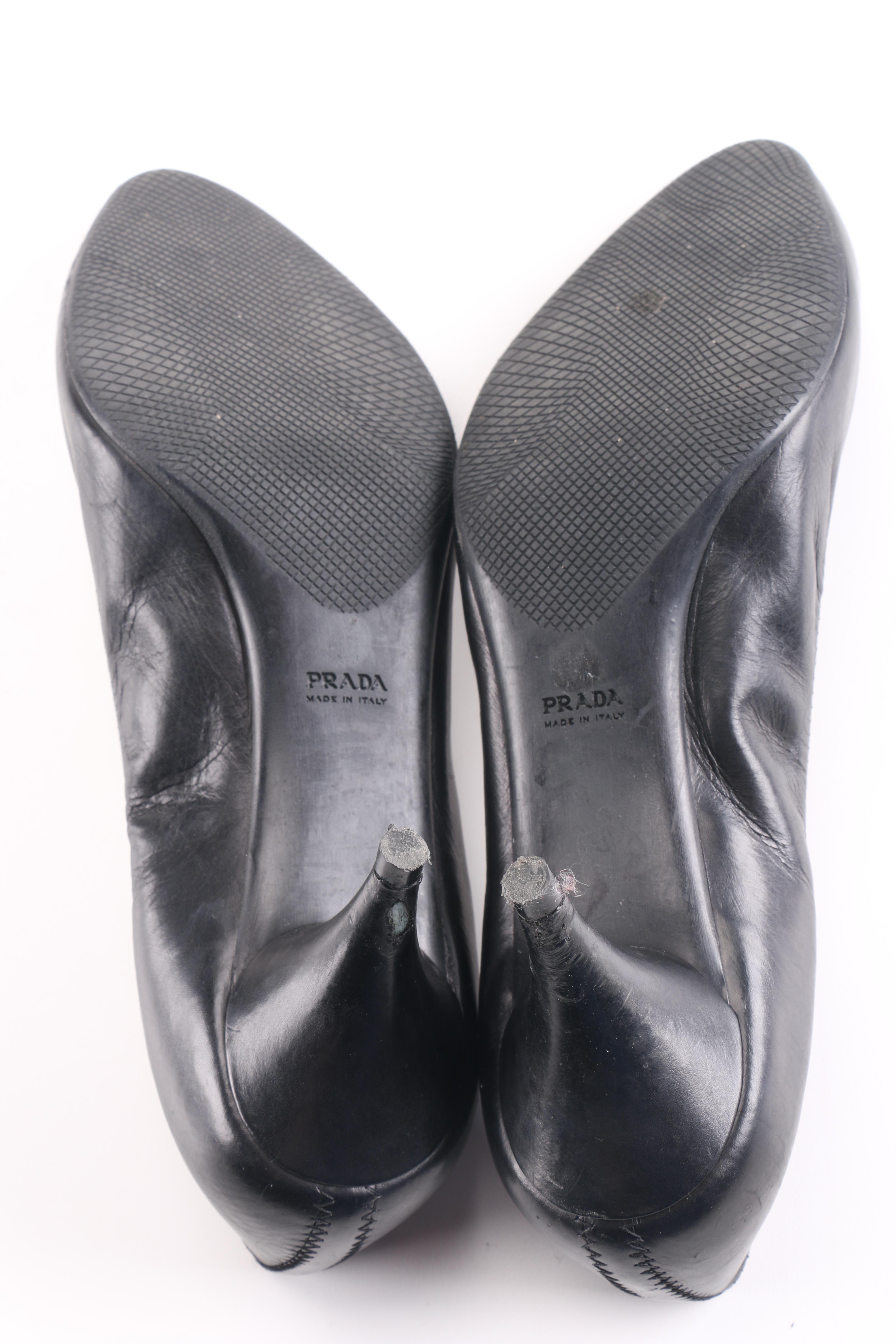 Prada Black Leather Heels