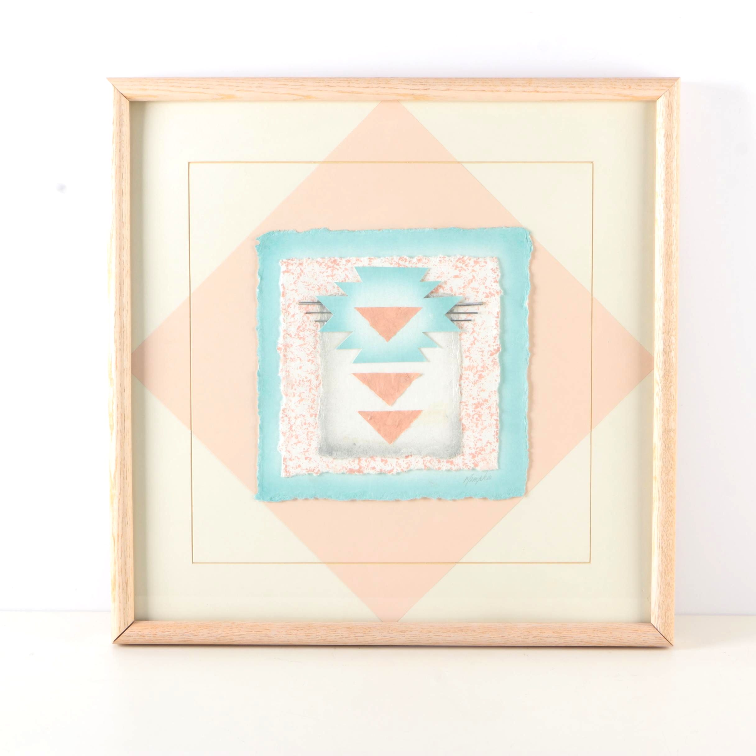 Signed Framed Pastel Collage "Mini Zapotec"