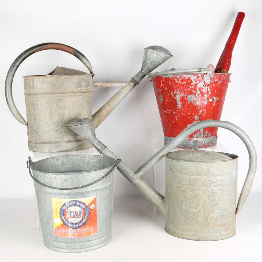 Vintage Galvanized Metal Cans and Buckets