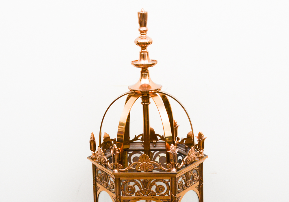 Over-sized Copper-tone Footed Lantern