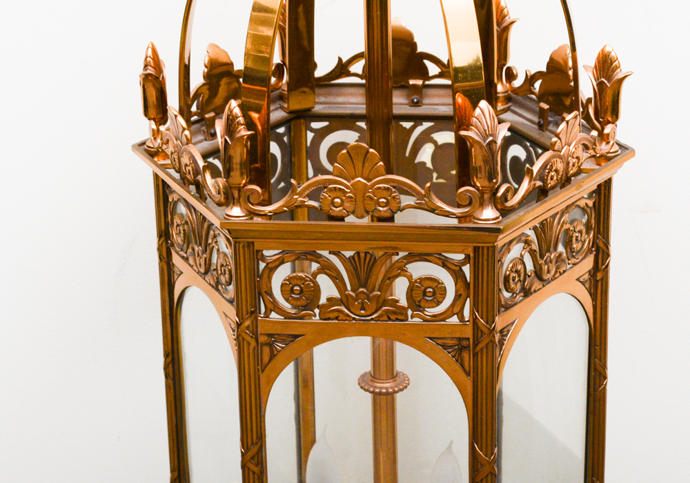 Over-sized Copper-tone Footed Lantern