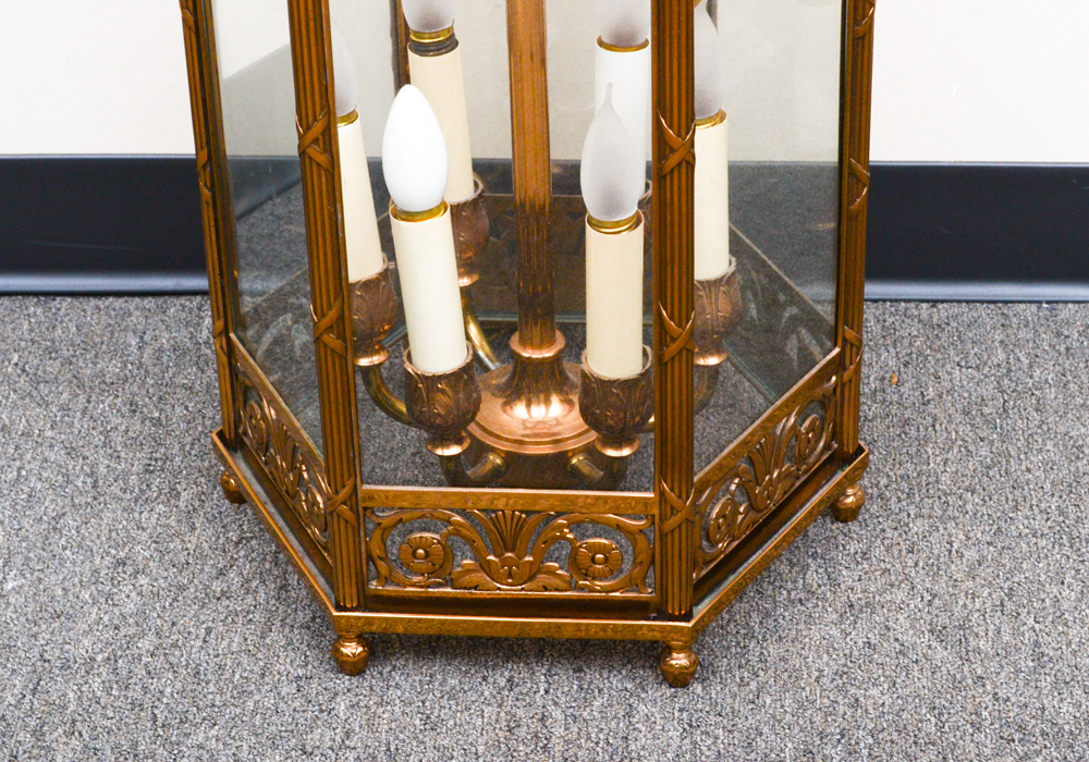 Over-sized Copper-tone Footed Lantern