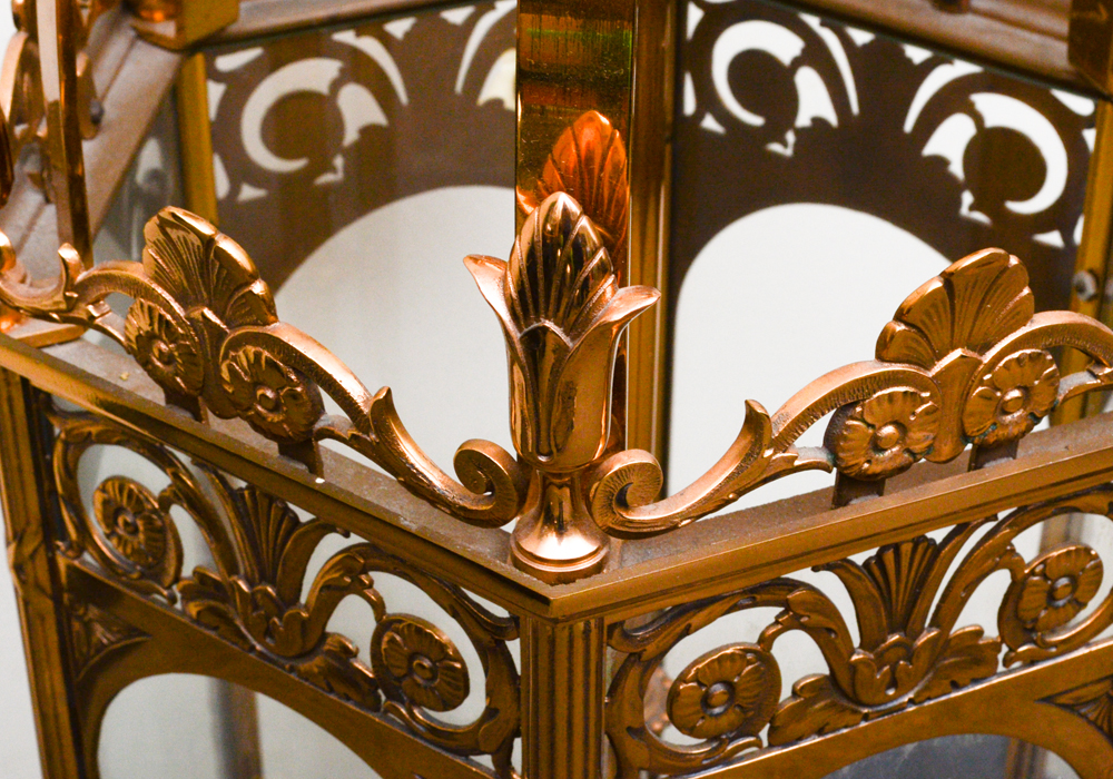 Over-sized Copper-tone Footed Lantern