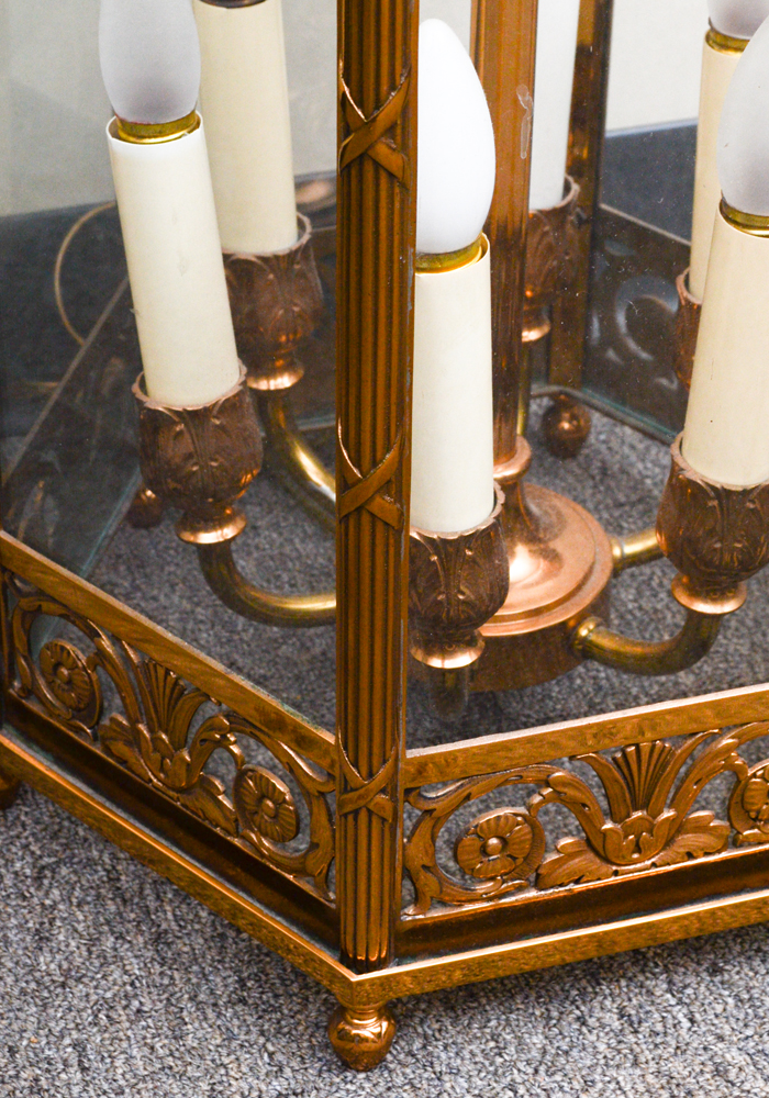 Over-sized Copper-tone Footed Lantern