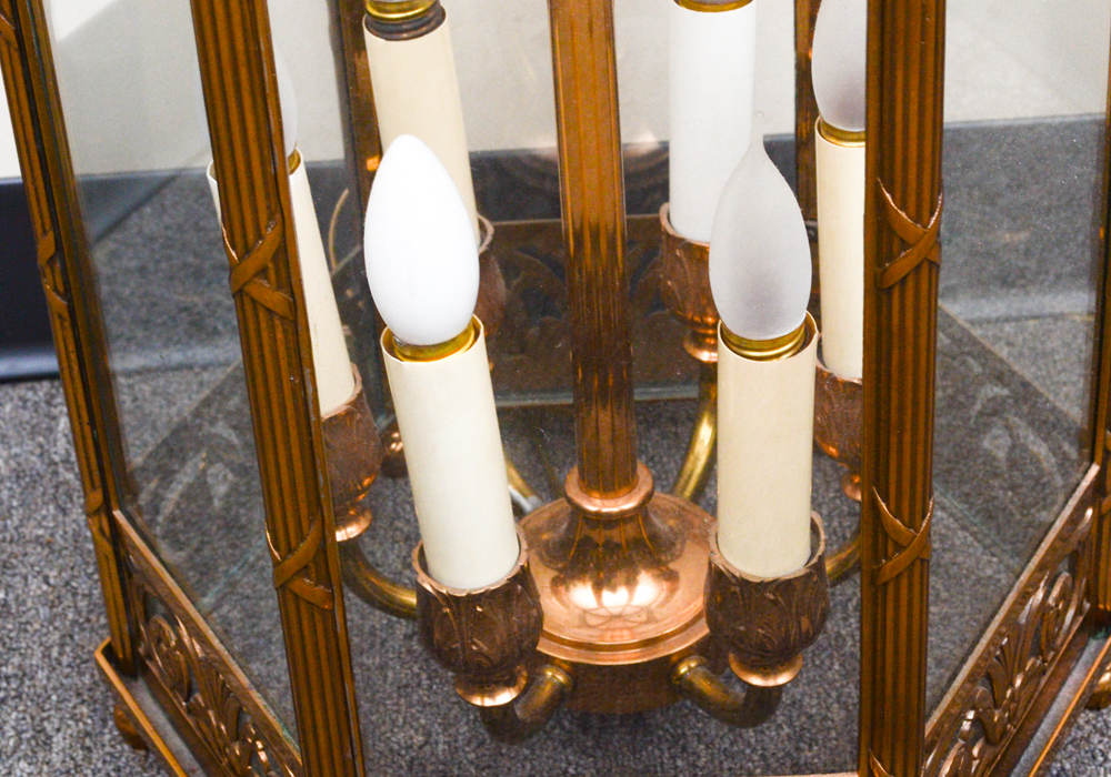 Over-sized Copper-tone Footed Lantern