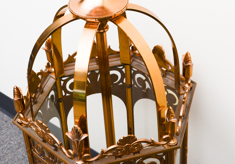 Over-sized Copper-tone Footed Lantern