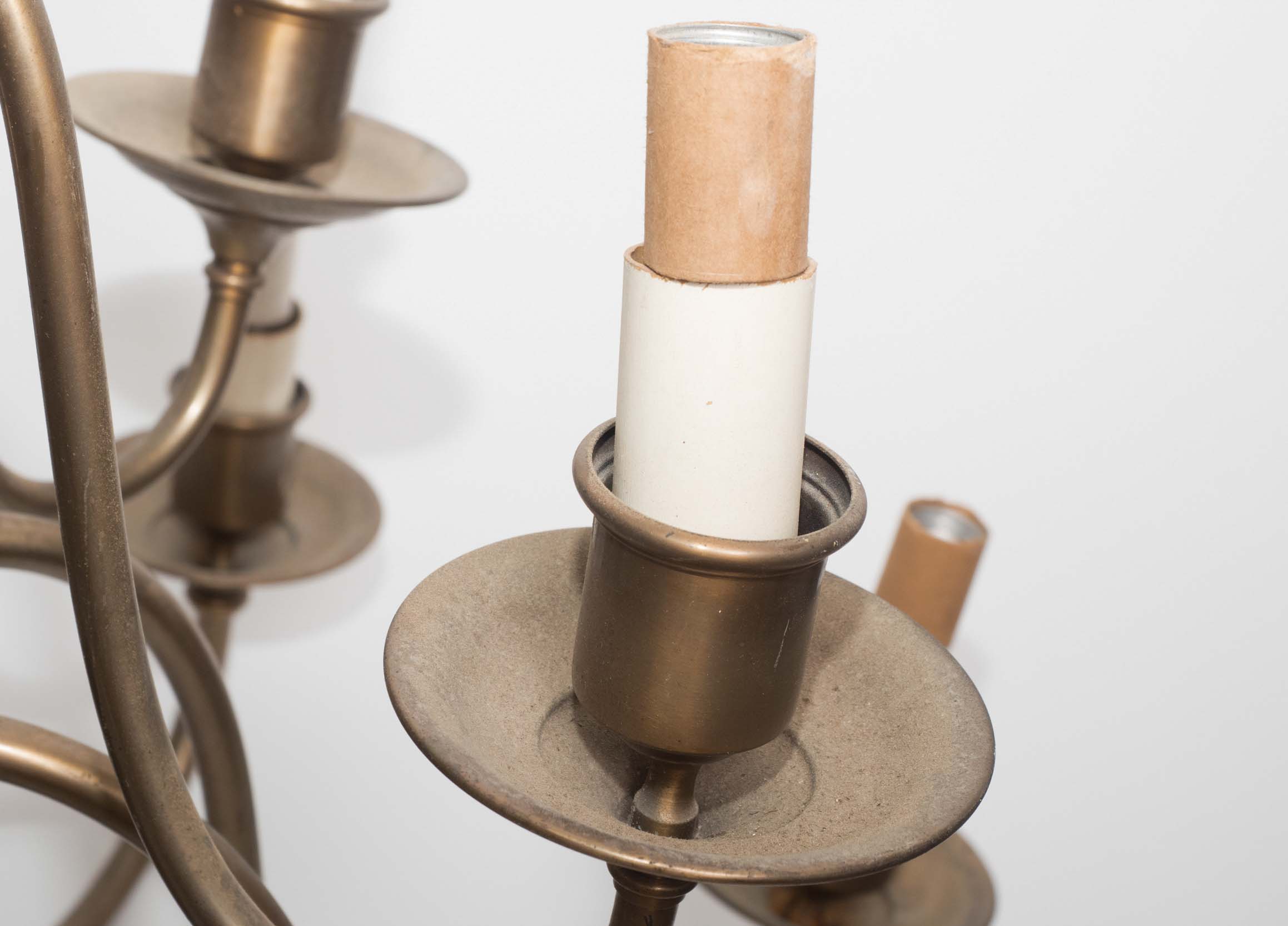 Pair of Georgian Style Brass Finished Chandeliers