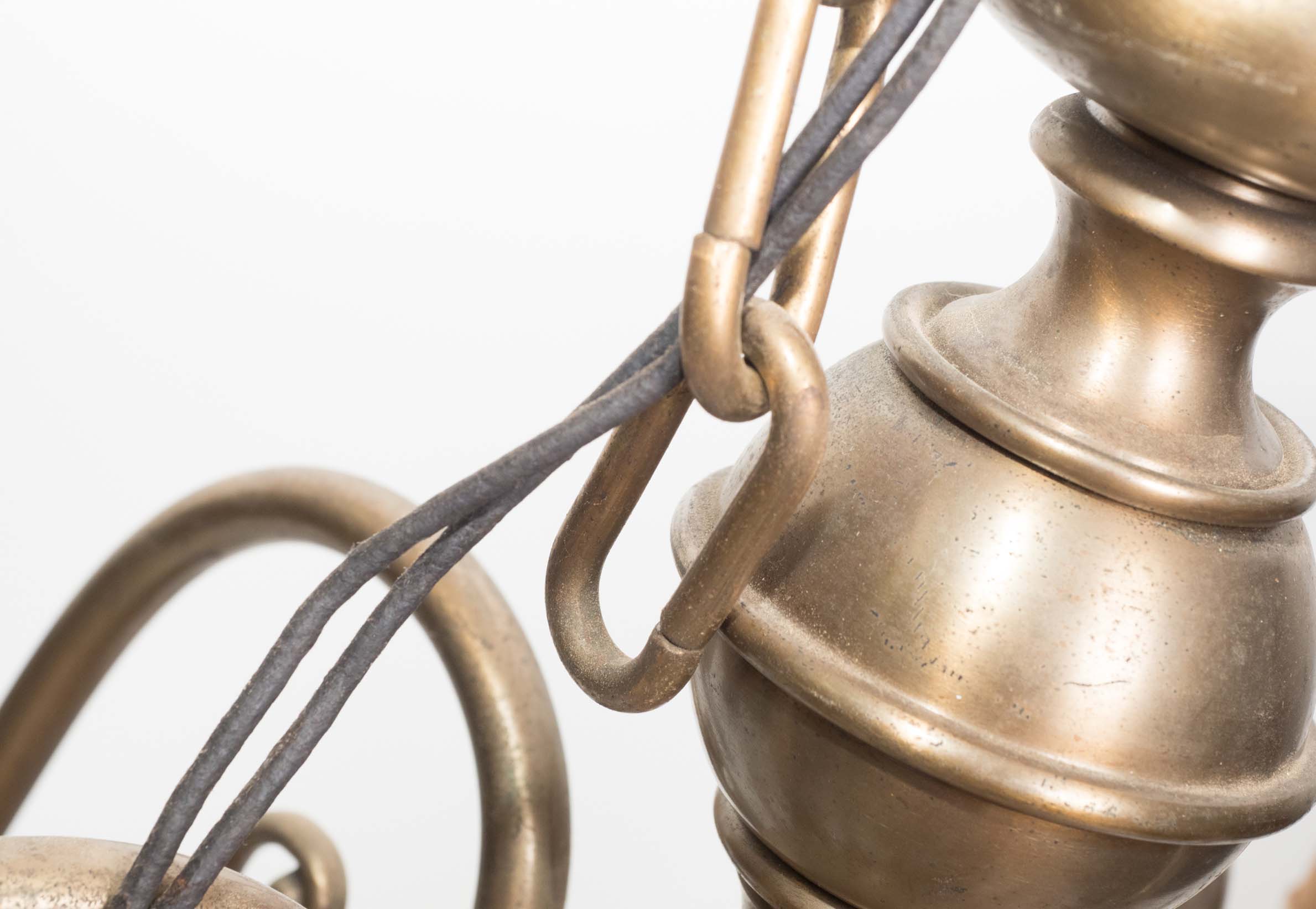 Pair of Georgian Style Brass Finished Chandeliers